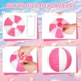 thumbnail image 3 of 12 Pcs Summer Pool Party Decorations Pink White Beach Ball Paper Lanterns 8 Inch Summer Luau Themed Hanging Decor for Hawaiian Home Birthday Baby Shower Wedding Engagement Outdoor Indoor, 3 of 7