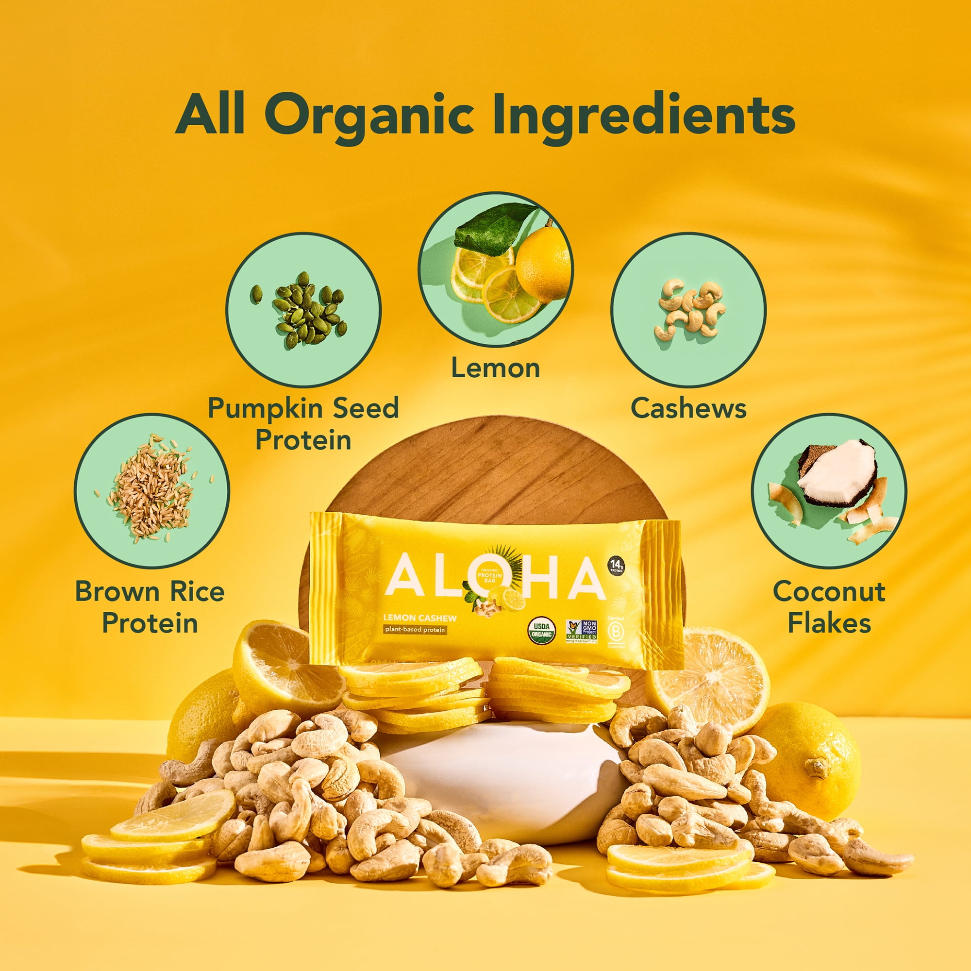 その他 aloha Aloha Lemon Cashew Protein Bar 12 - 1.98 oz Bars - Walmart.com