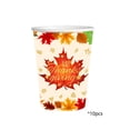 thumbnail image 2 of 10 Pcs Thanksgiving Disposable Paper Cups, Pumpkin Maple Leaf Printed Fall Table Drinkware for Holiday Dinner Party Gathering Festive Table Decor, 2 of 6