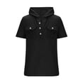 thumbnail image 4 of Men's Casual Short Sleeve Hooded Shirt with Button Front and Chest Pocket, 4 of 6