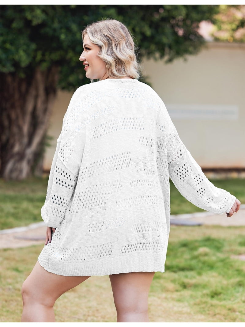クー Zeagoo Womens Plus Size Crochet Cardigan Kimonos Boho Long Sleeve