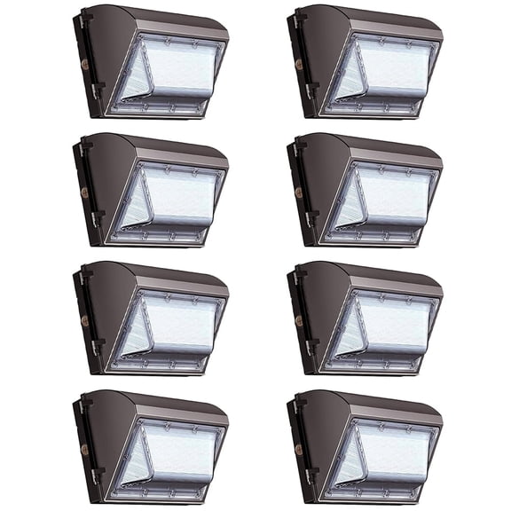 8 Pack 130W LED Wall Pack Light with Dusk to Dawn Photocell, 19500LM 5000K Daylight IP65 Waterproof Wall Pack Lights Outdoor LED
