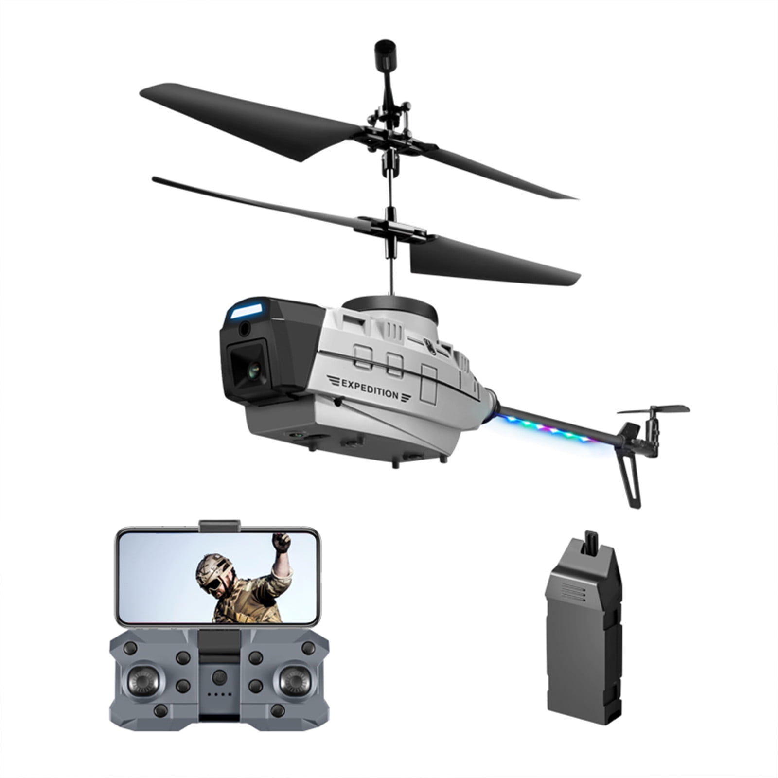 YUNAFFT 4K Dual-Camera Reconnaissance Aircraft Dual Batteries RC Helicopter Obstacle Avoidance Altitude Setting RC Plane with LED Light Electric Gift for Young Flight Enthusiasts