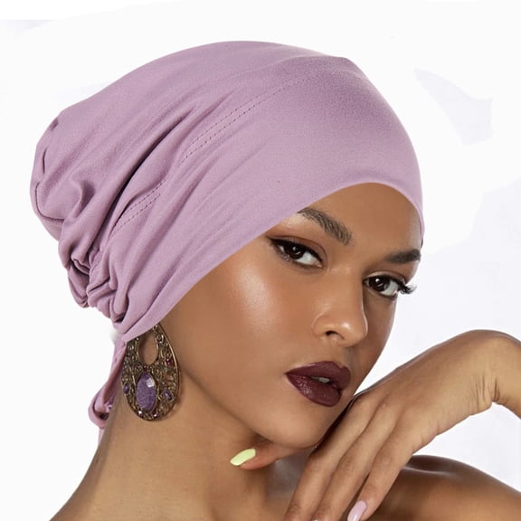 Head Wraps for Women qinhaie Soft Breathable Turban Hat for Women, Cotton Hair Cover Wrap Cap, Solid or Floral Daily Headwear D One Size