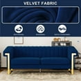 thumbnail image 4 of 84" Velvet Sofa Couch, TUANLUO 3 Seater Couch with Rolled Armrest and Metal Leg, Modern Tufted Sofa Couch for Living Room Bedroom, Blue, 4 of 7