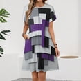 thumbnail image 2 of Purple Black Grey Abstract Geometric Art Sundress Short Sleeve Dress Summer Women Clothes Dress for Women Dresses, 2 of 7
