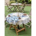 thumbnail image 4 of Outdoor Tablecloth with Umbrella Hole for Patio/Picnic/Party/Camping, Summer Blue Coral Waterproof Table Cloth Round Cover Washable, Coastal Starfish Ocean Nautical (Dia 54"), 4 of 8