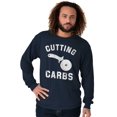 thumbnail image 5 of Cutting Carbs Pizza Cutter Foodie Long Sleeve TShirt Men Women Brisco Brands X, 5 of 6