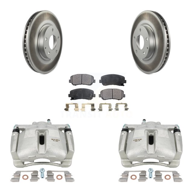 Transit Auto Front Disc Brake Caliper Coated Rotors and Semi-Metallic Pads Kit for Car 2013-2015 Mazda CX-5 KCG-100673P