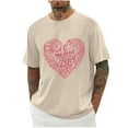 thumbnail image 2 of Jinhomg Mens Fashion T Shirts 2025 Valentine's Day Themed Graphic Tees Big and Tall Comfy Short Sleeve Crew Neck Holiday Tops Casual Daily Wear Beige XXL, 2 of 4