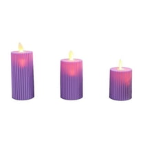 Luoshdecor Flameless Ribbed Pillar Candles Set of 3,Plastic Rustic Ribbed Led Candles 4.3 in,Home Gift Decoration for Xmas Home Birthday Gift