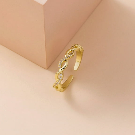 Womens Adjustable Gold Ring Twisted Open Ring Copper Electroplating Simple Elegant Design Ring Fashion Jewelry Gift for Her Twisted Ring Adjustable Band