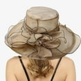 thumbnail image 1 of AWZXDE Womens Dress Hat With Wide Leaf Flower Beach Hats For Women Bridal Shower Sun Block Elegant And Casual Coffee, 1 of 4
