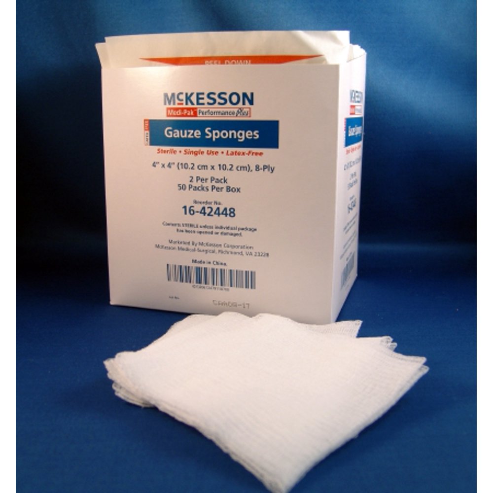 Gauze Sponge Type VII MediPak Performance Plus Cotton Gauze 8Ply 4 X