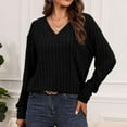 thumbnail image 5 of Lenpel Long Sleeve Tops for Women Cotton Casual V Neck Ribbed Knitted Pullover Tunic Shirts Lightweight Fall Sweaters, 5 of 7