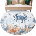 thumbnail image 2 of Oceans Marine Life Round Living Room Rugs 7 ft, Coastal Orange Blue Crabs Starfish Ombre Washable Area Rug with Non-Slip Sturdy Edge Binding Round Carpet for Kitchen Office Bedroom, 2 of 9