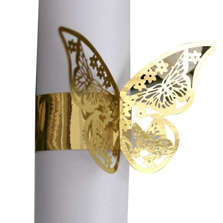 

50pcs Napkin Buckle Ring Hollow Butterfly Shapes for Wedding Banquet Dinner Table Decor Accessories Decorations 50pcs Hollow Butterfly Home Table Wedding Celebrations Napkin Buckle Napkin Gold