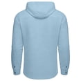 thumbnail image 4 of JUUYY Men's Button Down Hooded Shirts Relaxed Fit Solid Color Lightweight Long Sleeve Drawstring Casual Stylish Shirt Top with Pocket Sky Blue S, 4 of 9