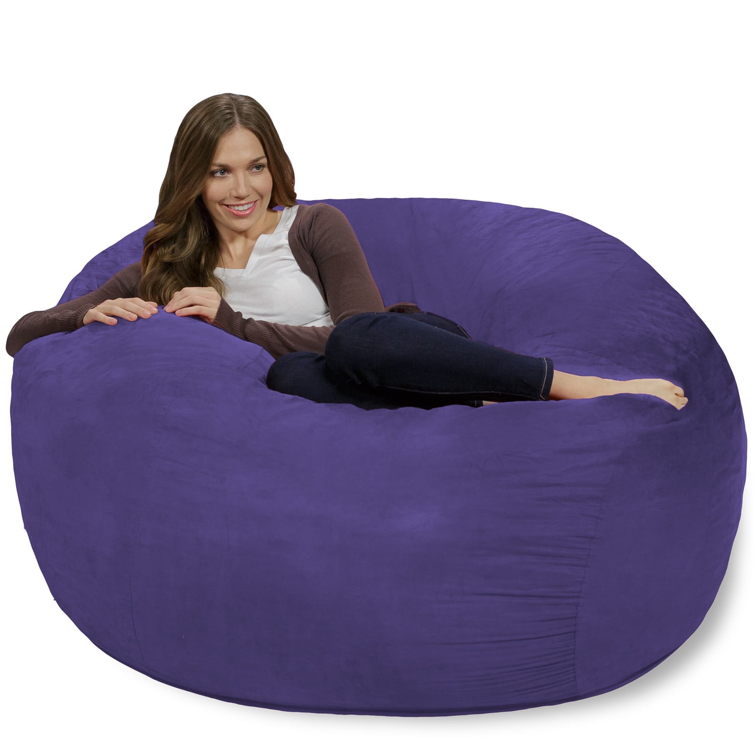 Chill Sack Bean Bag Chair, Memory Foam Lounger with Microsuede Cover, Kids, Adults, 4 ft, Purple