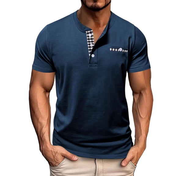 LPZOOGU Mens Henley Shirts Short Sleeve Button T-Shirts Summer Athletic Lightweight Tee Shirts with Pocket