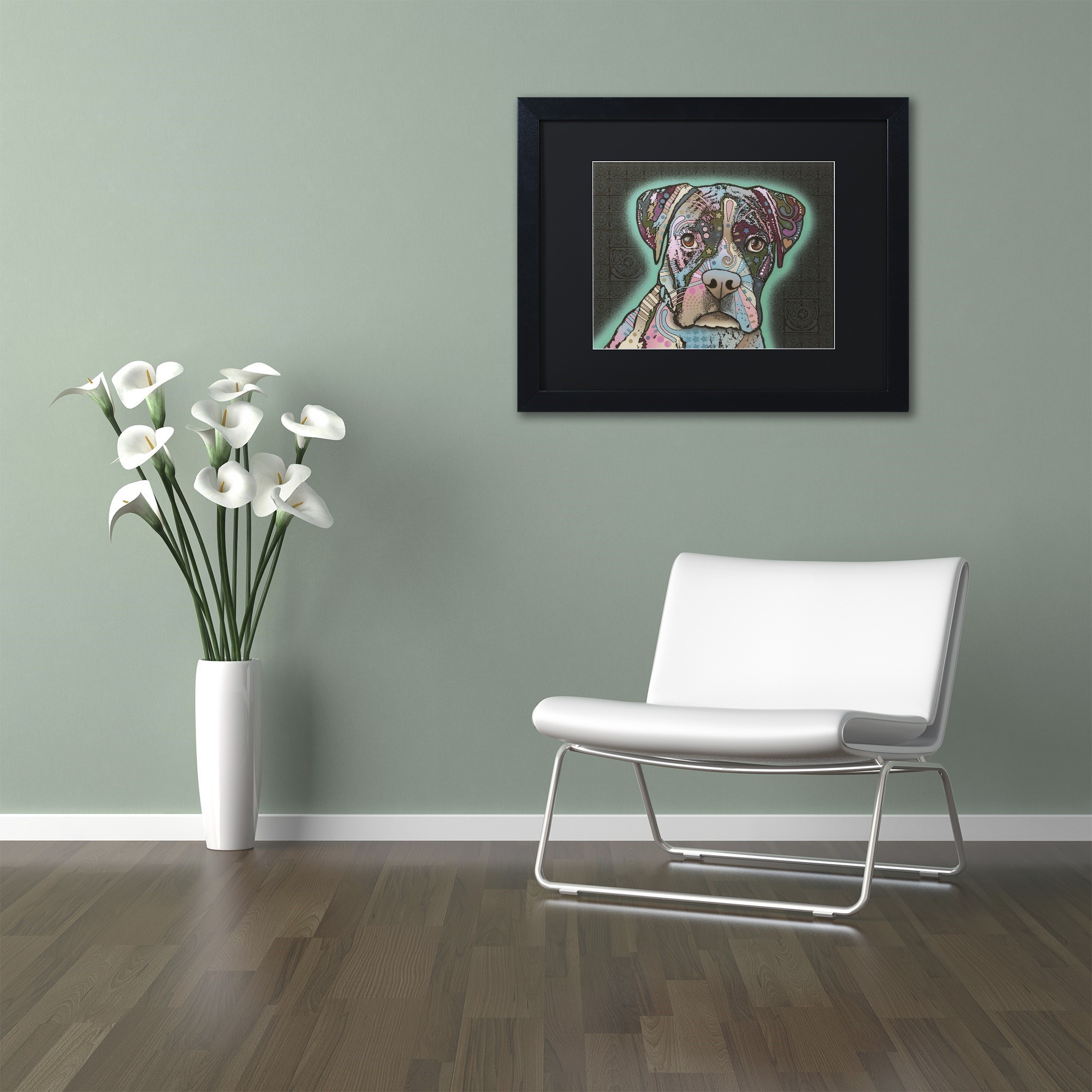Trademark Fine Art "Love Thy Boxer" Canvas Art by Dean Russo, Black Matte, Black Frame