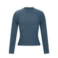 thumbnail image 4 of Nmnitkp Women's Turtleneck Long Sleeve Shirts Thermal Underwear Tops Basic Slim Fit Fall Fashion Lightweight Top Blue M, 4 of 7