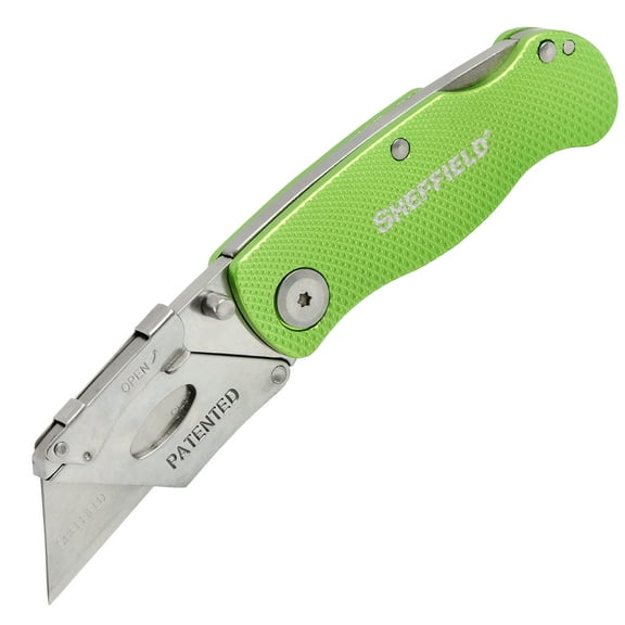 Sheffield Quick Change Folding Utility Knife, 6 inch, Green