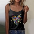 thumbnail image 2 of WEIWEN Spaghetti Strap Tank Top for Women Vest Dressy Casual Colorful Butterfly Heart Print Sleeveless Cami Shirts Womens Tank Tops Black, XXL, 2 of 4
