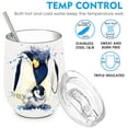 thumbnail image 3 of Wine Tumbler Stainless Steel Insulated - THILY Stemless Wine Glass with Lid and Straw, Cute Cup Keep Cold for Coffee, Cocktails, Special Collection, Penguin, 3 of 4