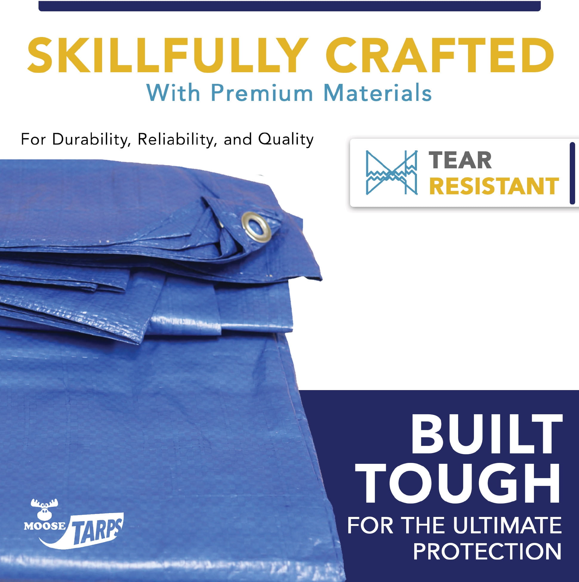 Moose Supply 5 Mil Waterproof Blue Poly Tarp Covers with Grommets
