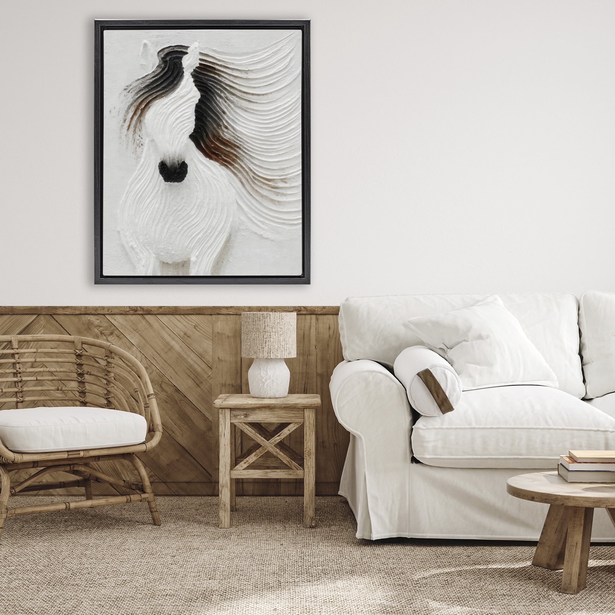 Stupell Industries Grooved Horse in Flowing Motion Black Framed Floater Canvas Wall Art, design by Ink Drop Loft