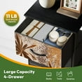 thumbnail image 5 of 4 Drawer Vertical Storage Dresser Abstract tropical leaves Palm tree leaf monstera plant with Wood Top Fabric Pull Drawers, 5 of 8