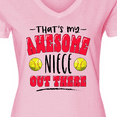 thumbnail image 4 of Inktastic That's My Awesome Niece Out There with Softballs Women's V-Neck T-Shirt, 4 of 5