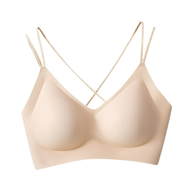 Bralettes con relleno, ropa interior para mujer con sensación de de verano, sujetadores sin aros, sujetador para mujer Beige