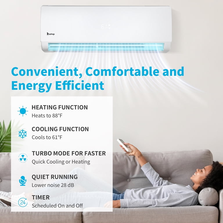 Ktaxon 2 Zone 12000 + 18000 BTU WIFI Mini Split AC/Heating System