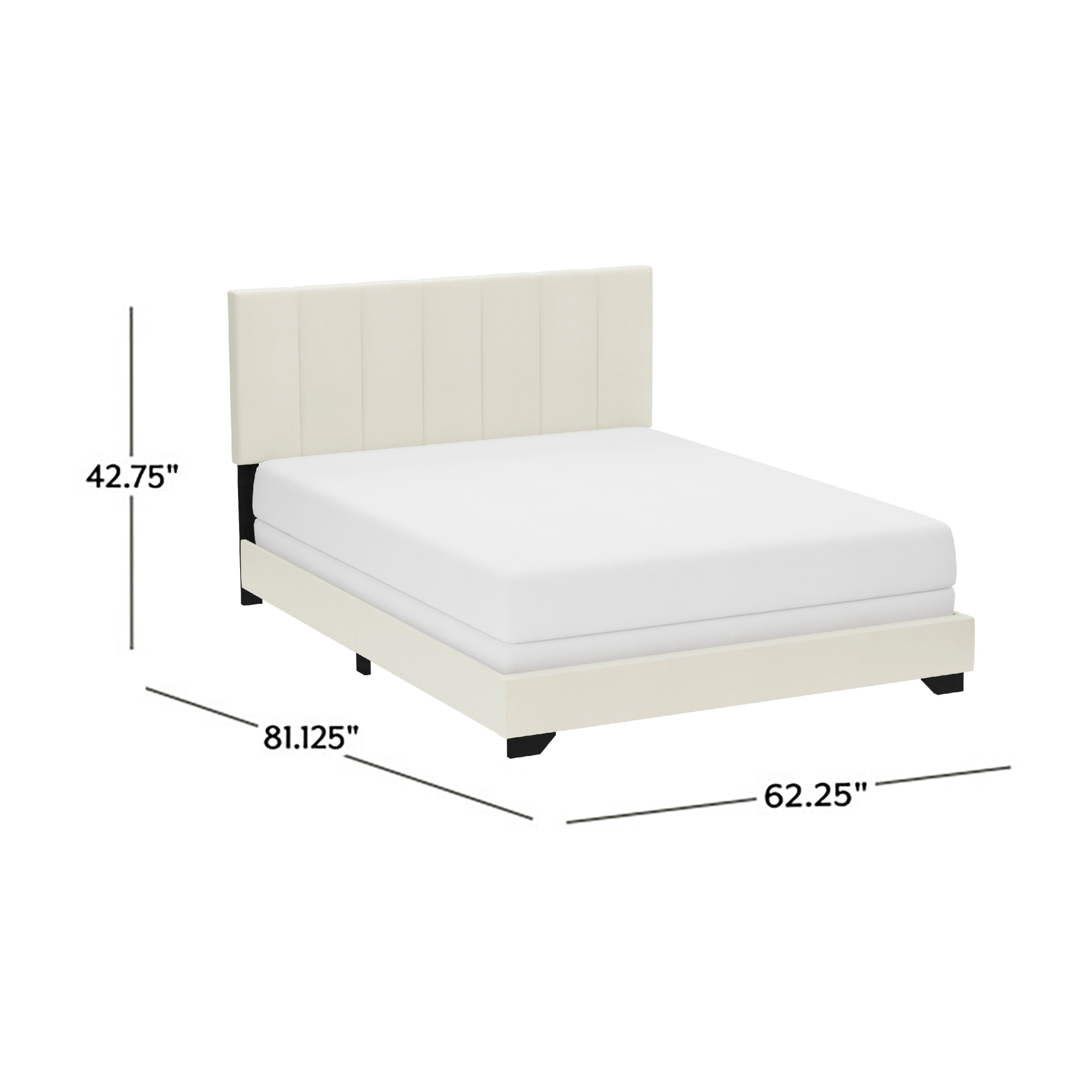 Reece Channel Stitched Upholstered Queen Bed, Ivory, by Hillsdale Living Essentials - image 4 of 17
