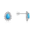 thumbnail image 3 of RYLOS Women's 14K White Gold Birthstone Set: Ring, Earring & Pendant Necklace. Gemstone & Diamonds, 6X4MM Turquoise Birthstone. Perfectly Matching Gold Jewelry, Size 10, 3 of 6