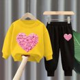 thumbnail image 2 of Toddler Girl Winter Clothes 2T 3T 4T 5T 6T 7T 8T Girl Clothes Toddler Girl Clothes Fall Outfits Long Sleeve Sweatshirt Tops + Pants Set Yellow Size 5-6 Years, 2 of 4