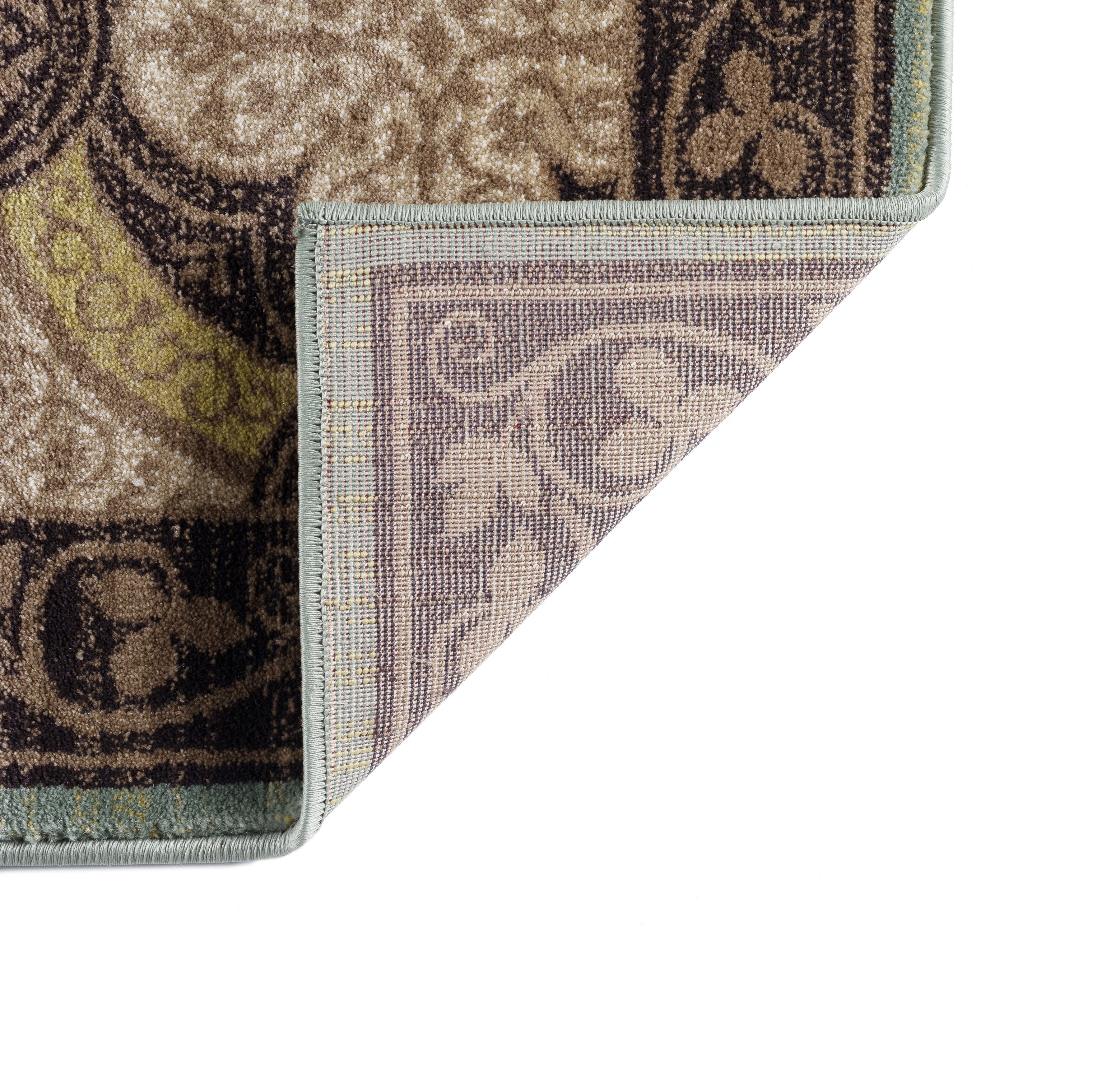 Transitional 2x3 Area Rug (2' x 3') Moroccan Tile Brown, Seafoam Indoor Scatter Easy to Clean