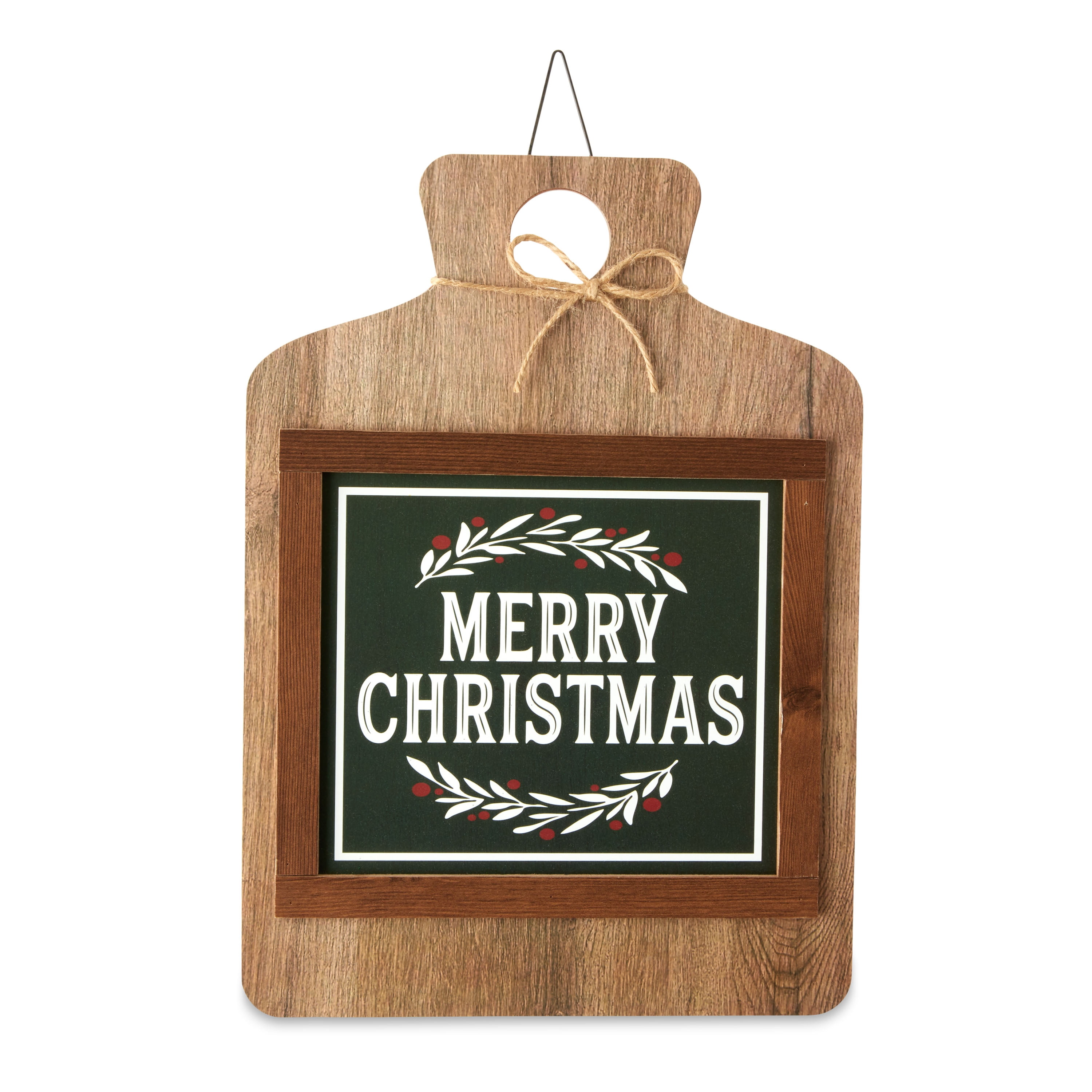Holiday Time Merry Christmas Wood Sign, 14"