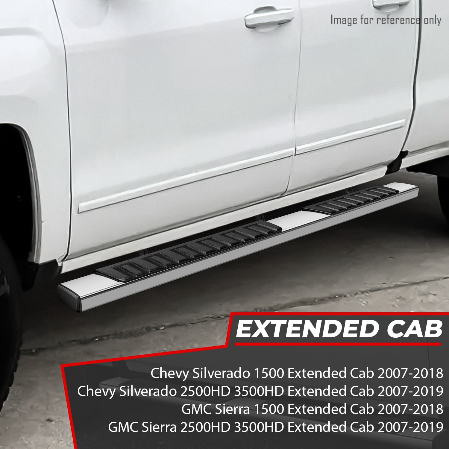 DNA Motoring For 07-19 Silverado Sierra Extended Cab Chrome SS 6" Running Board Side Step Nerf Bar