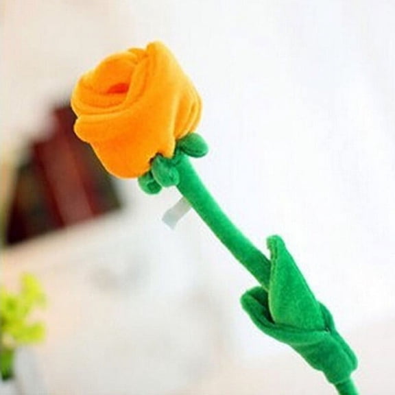 12in Plush Rose Flower Stuffed Bendable Stems Plush Bouquet Toy Soft Floral 12.6 Inch for Graduation 2025 Mother's Day Valentines Day Girl Girlfriend Wife Family and Friends Orange