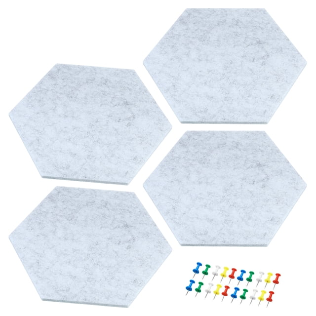 Unique Bargains Carreaux de Tableau d'Affichage en Feutre Autocollants Hexagonaux, Gris 4 Pack