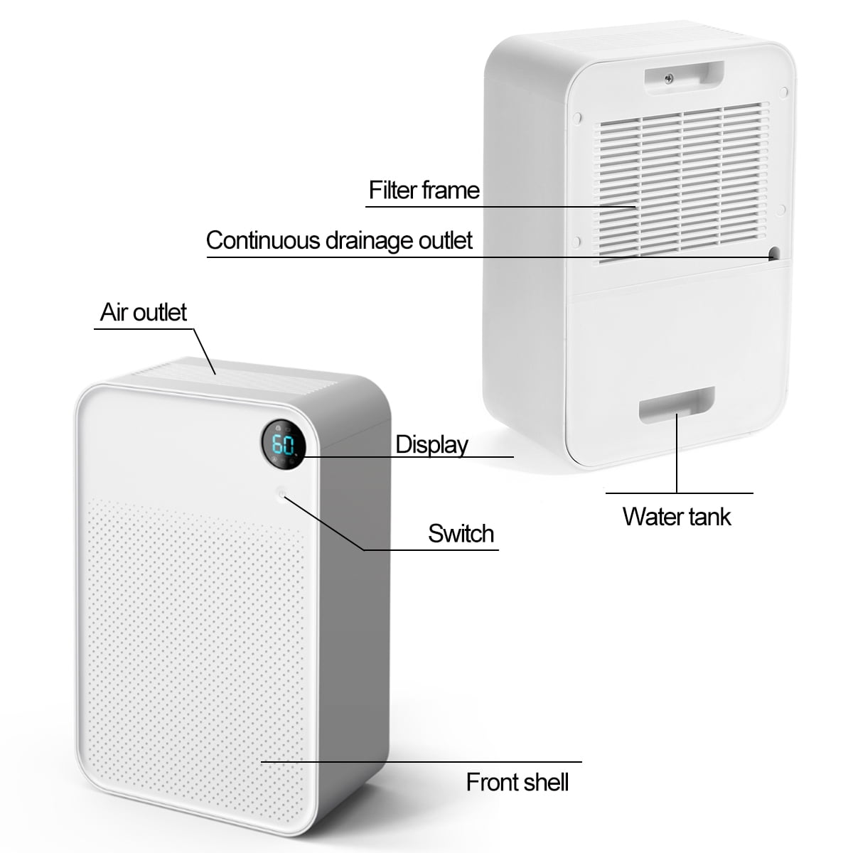 220V Silent Mini Portable Dehumidifier 1000ml 1 Litre Damp Moisture