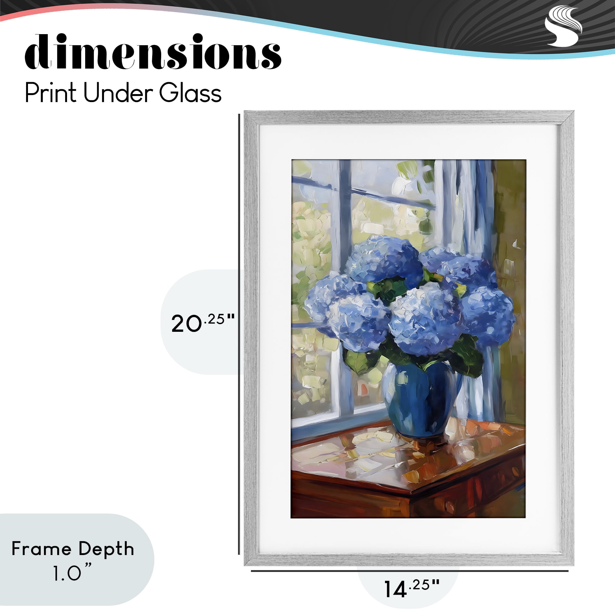 Stupell Industries Winter Hydrangeas by Window Gray Framed Print Under Glass, design by Creative Studio