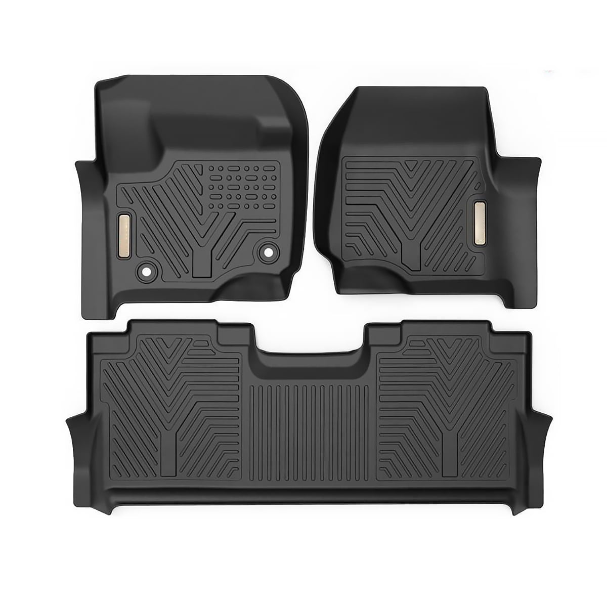 SMARTLINER Custom Floor Mats 2 Row Liner Set Tan for 2017-2019 Ford F-250/F-350 Super Duty SuperCab with 1st Row Bench Seat 