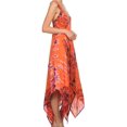 thumbnail image 4 of Sakkas Lala Smocked Back Handkerchief Hem V-Neck Sleeveless Dress - Orange - OS, 4 of 4