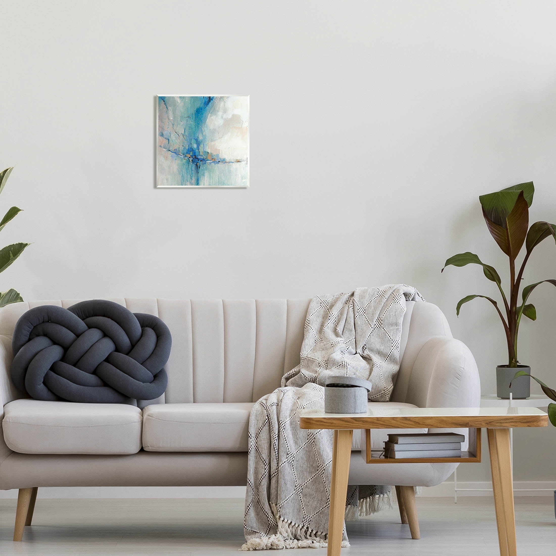 Stupell Industries Abstract Blue Square Shapes Painting Unframed Art Print Wall Art, Design by Tim OToole