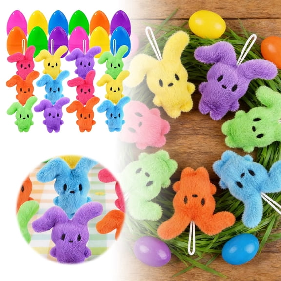 XIAHAO 12PCS Cute Bunny Plush Toys,Easter Basket Stuffers Toys for Kids,Bunny Stuffed Animals,Easter Party Favors Gift for Girls Boys
