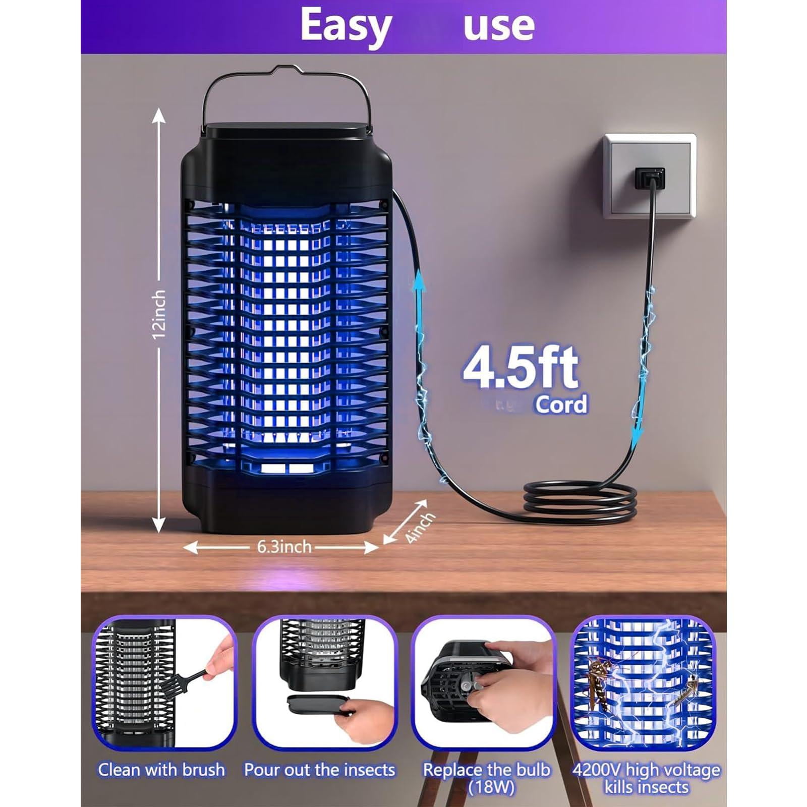 Zapper For Outdoor And Indoor  Electric Mosquito Waterproof Fly Traps Killer Home Backyard Garden Patio Camping